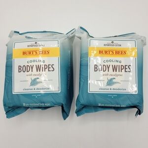 2x Burt's Bees Cooling Body Wipes w/ Eucalyptus Cleanse & Deodorize Discontinued